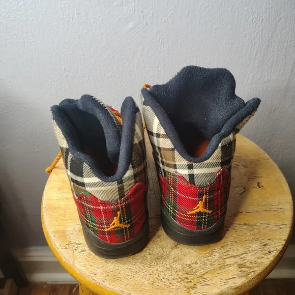 RARE Kids Air Jordan 5 Retro Plaid Patchwork 2 Youth High Top Sneakers