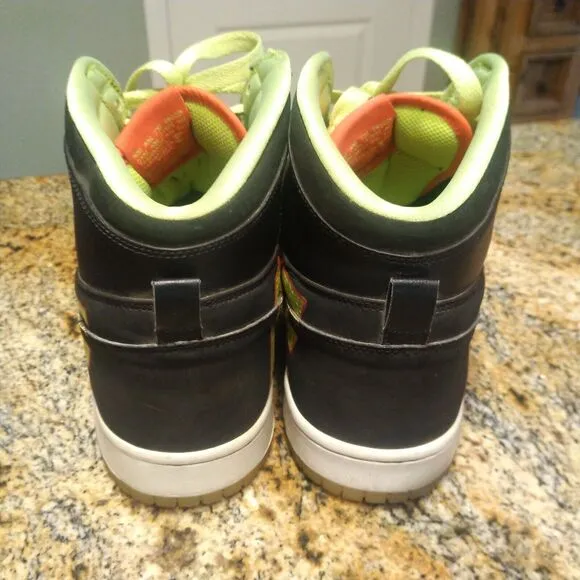 Rare Nike Men's Big Nike High Retro Black Neon Green Sneakers Size 13 366726-071