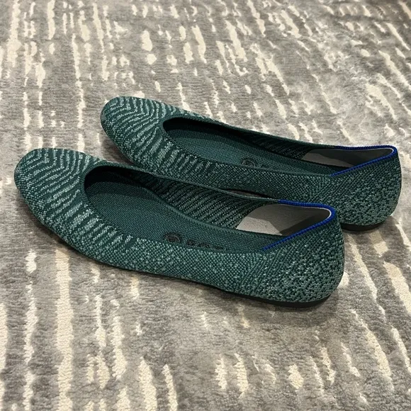 RARE Rothy's The Square Metallic Mirage Zebra Print Women's Flats, size 9