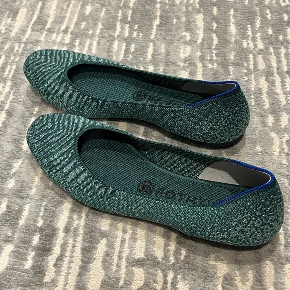 RARE Rothy's The Square Metallic Mirage Zebra Print Women's Flats, size 9