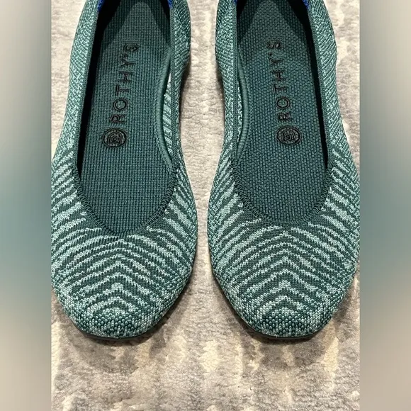 RARE Rothy's The Square Metallic Mirage Zebra Print Women's Flats, size 9