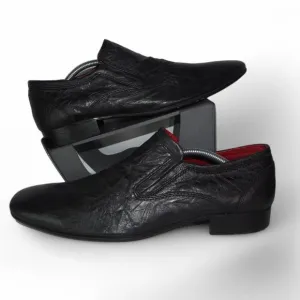Red Tape Canning Crumple Clip Square Toe Leather Loafers Black Men's 10