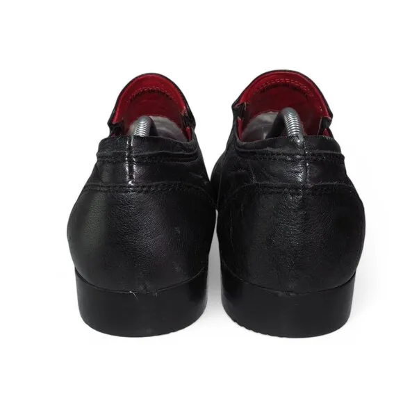 Red Tape Canning Crumple Clip Square Toe Leather Loafers Black Men's 10