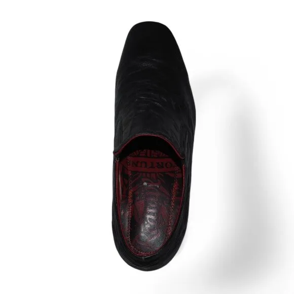 Red Tape Canning Crumple Clip Square Toe Leather Loafers Black Men's 10