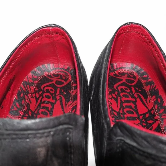 Red Tape Canning Crumple Clip Square Toe Leather Loafers Black Men's 10