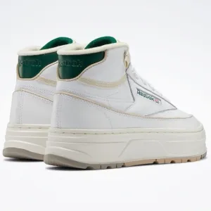 Reebok White and Green Club C Geo Mid Sneakers NEW