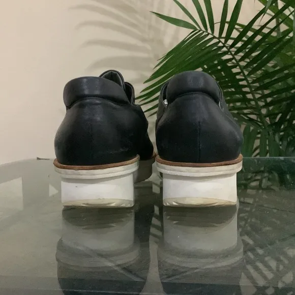 REED KRAKOFF LEATHER BLOCK HEEL LOAFERS