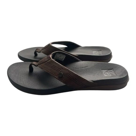 Reef Men's Cushion Lux Flip Flops Brown Size 8 Leather Slip On Sandals Thongs