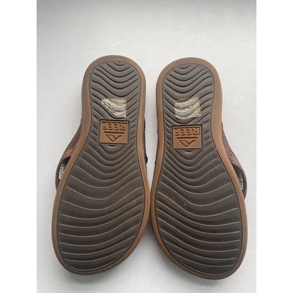 Reef Men's Cushion Lux Flip Flops Brown Size 8 Leather Slip On Sandals Thongs