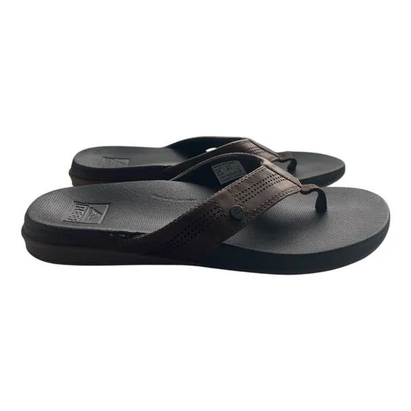 Reef Men's Cushion Lux Flip Flops Brown Size 8 Leather Slip On Sandals Thongs