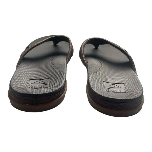 Reef Men's Cushion Lux Flip Flops Brown Size 8 Leather Slip On Sandals Thongs