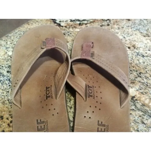 Reef Mens Flip-Flops Sandals Brown Slip On TQT Arch Support Bottle Opener 8