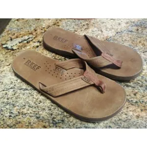 Reef Mens Flip-Flops Sandals Brown Slip On TQT Arch Support Bottle Opener 8