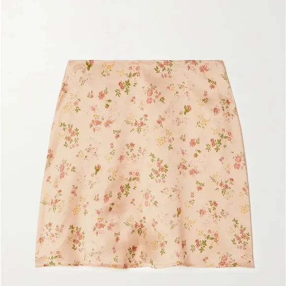Reformation Benson Floral-Print Silk-Satin Mini Skirt in Vivian