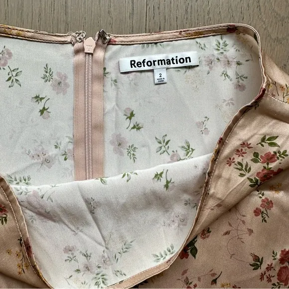 Reformation Benson Floral-Print Silk-Satin Mini Skirt in Vivian