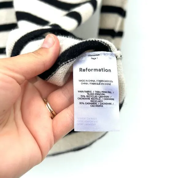 Reformation Doreen Cashmere Polo Long Sleeve Sweater Dress Short Medium Striped