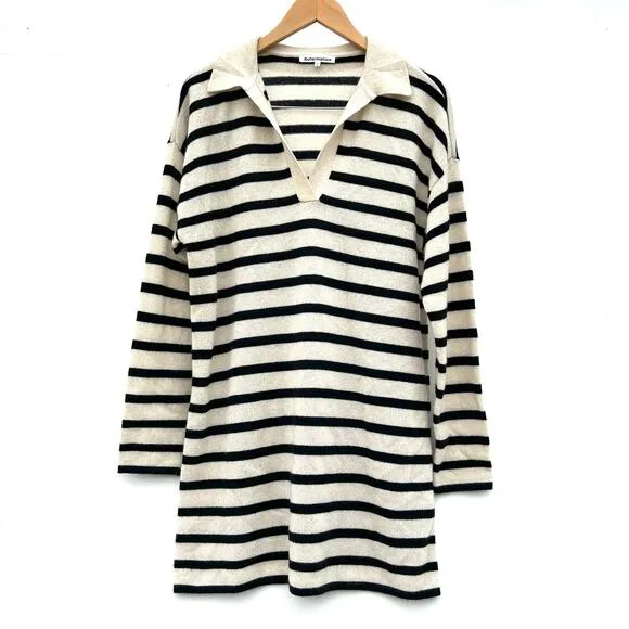 Reformation Doreen Cashmere Polo Long Sleeve Sweater Dress Short Medium Striped