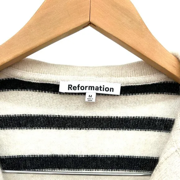 Reformation Doreen Cashmere Polo Long Sleeve Sweater Dress Short Medium Striped