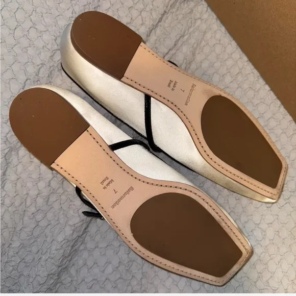 Reformation White and Black Flats with Square Toe