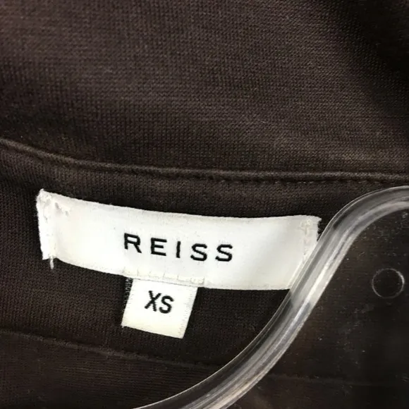 REISS BARON MERCERISED JERSEY BUTTON DOWN SHIRT IN BROWN Size  XS