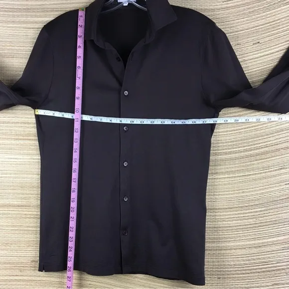 REISS BARON MERCERISED JERSEY BUTTON DOWN SHIRT IN BROWN Size  XS