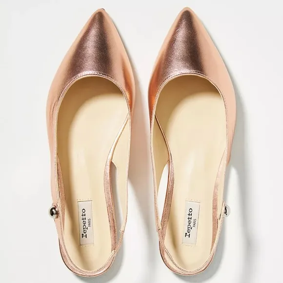 Repetto Paris x Free People Elsa Slingback 5 Rose Gold Soft Leather Ballet Flats
