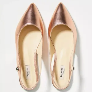 Repetto Paris x Free People Elsa Slingback 5 Rose Gold Soft Leather Ballet Flats