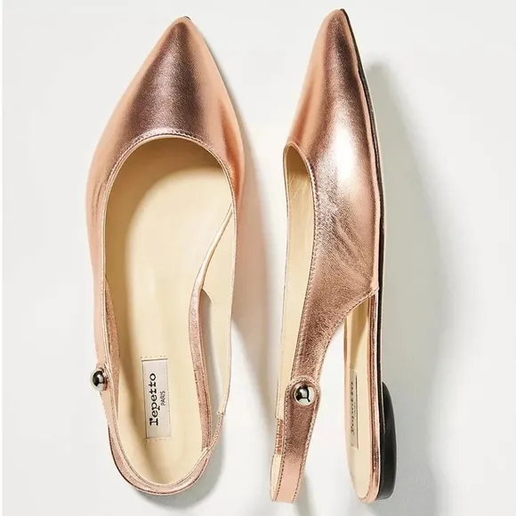 Repetto Paris x Free People Elsa Slingback 5 Rose Gold Soft Leather Ballet Flats