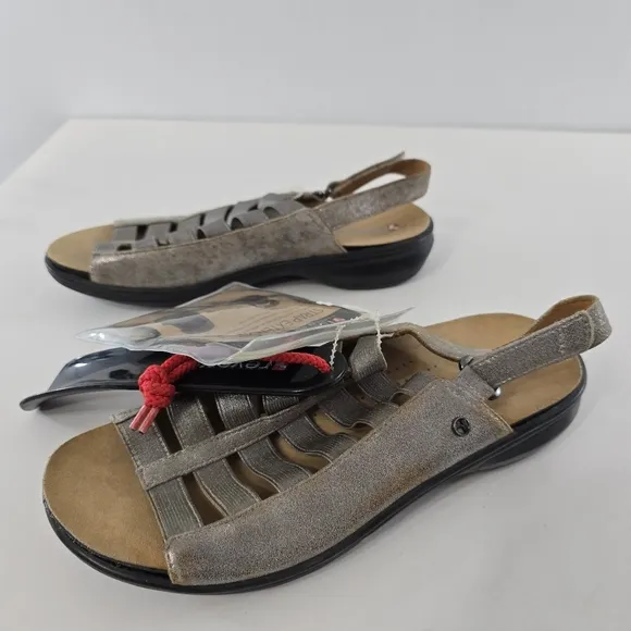 Revere Olympia Metallic Sandals Velcro Back Strap Strappy Leather NEW Size 39