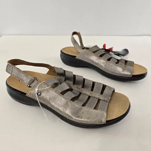 Revere Olympia Metallic Sandals Velcro Back Strap Strappy Leather NEW Size 39