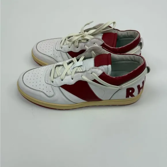 RHUDE Distressed Leather White and Red Men's Sneakers