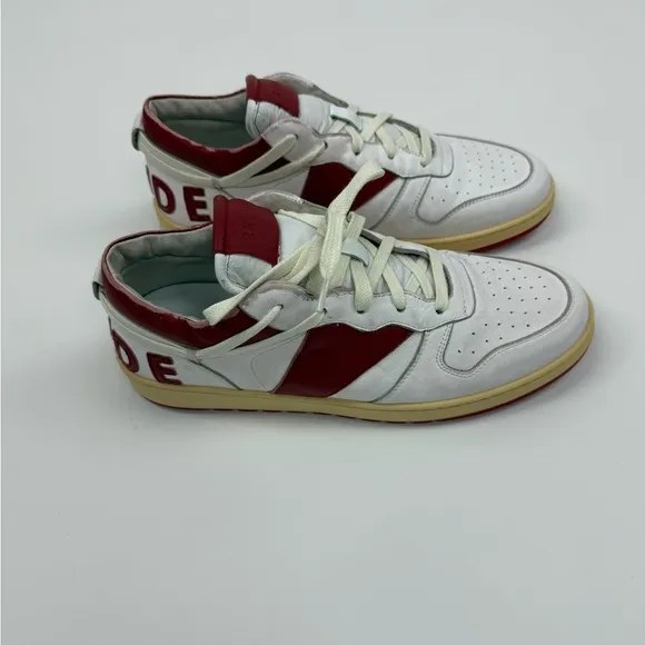 RHUDE Distressed Leather White and Red Men's Sneakers