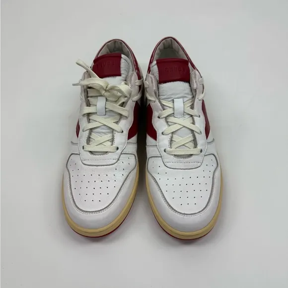 RHUDE Distressed Leather White and Red Men's Sneakers