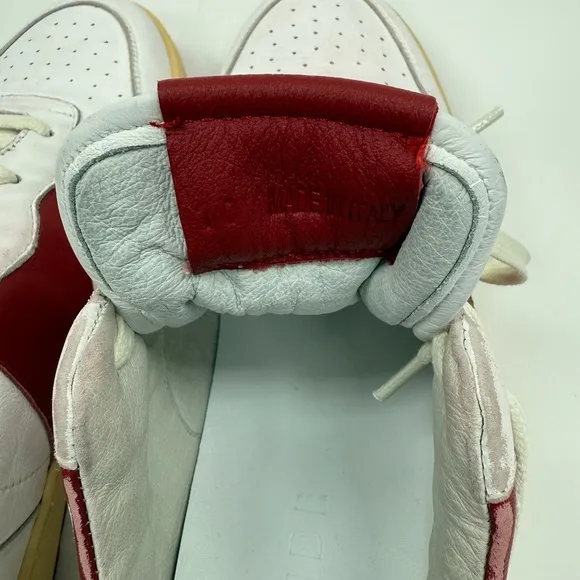 RHUDE Distressed Leather White and Red Men's Sneakers