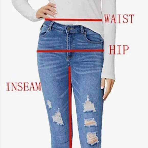 Ripped Skinny Jeans High Waist Distressed Stretchy