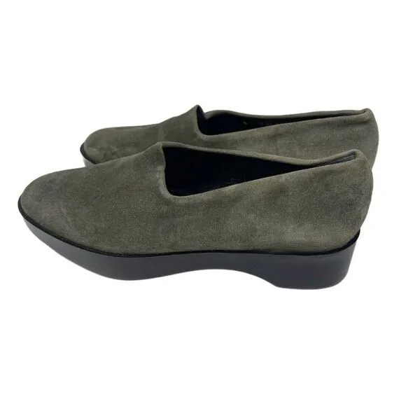 Robert Clergerie Green suede leather low platform modern loafers 6B BoxB