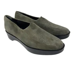 Robert Clergerie Green suede leather low platform modern loafers 6B BoxB