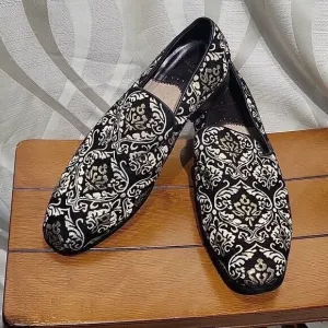 Robert Graham Gibbons RG5243S Mens 10.5 Black Jacquard Smoking Slipper Loafer