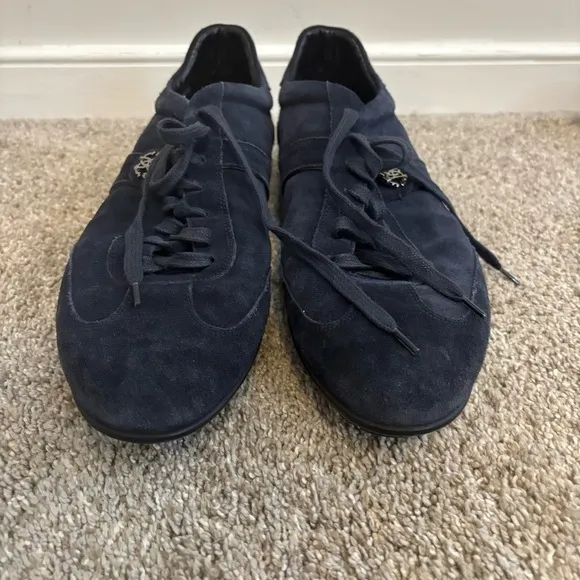 Roberto Cavalli Suede Navy Blue Casual Sneakers Size EU 43 US 9