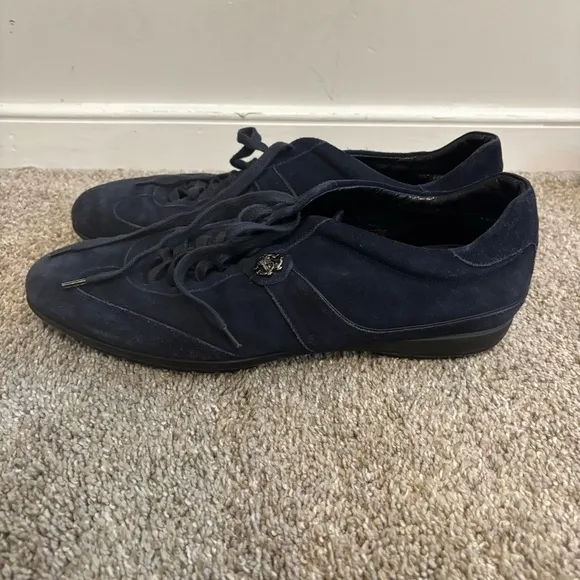 Roberto Cavalli Suede Navy Blue Casual Sneakers Size EU 43 US 9