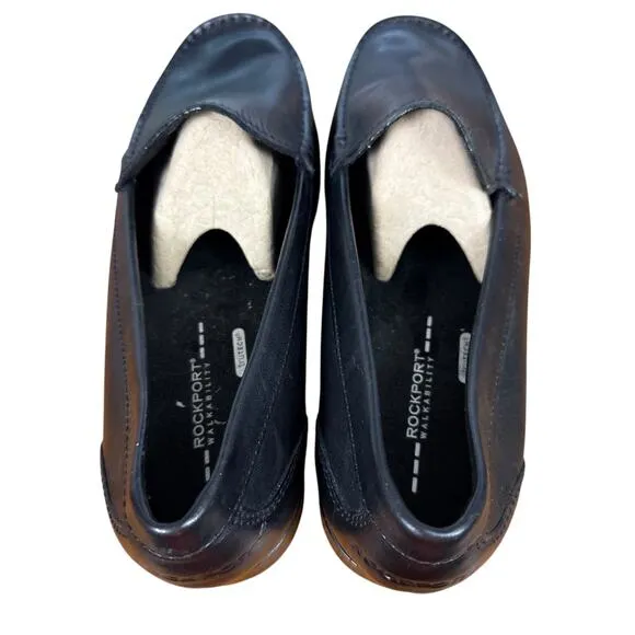 Rockport Classic Venetian Loafers Black Leather Lightweight Slip On Shoes 12 W