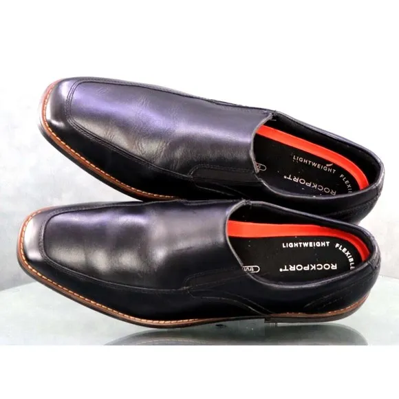 Rockport Men's Lightweight Slip On Dress Loafers Shoes Size 9 Leather Black
