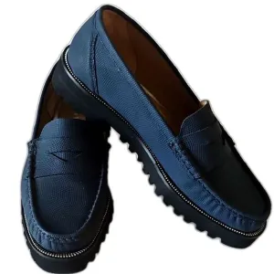 Ron White Black Chunky Platform Loafers Slip-Ons