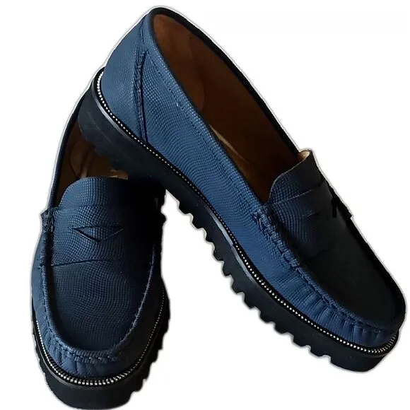 Ron White Black Chunky Platform Loafers Slip-Ons