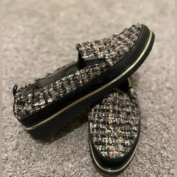 Ron White Loafers Tweed Sha-Nell Leather Slip On Lightweight, size 41 EU/10US
