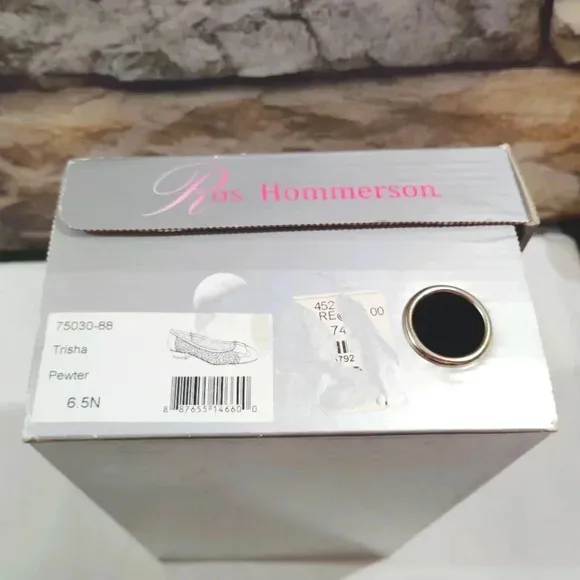 Ros Hommerson Ballet Flats Trisha Pewter Box 6.5N Narrow Metallic 6.5 With Box