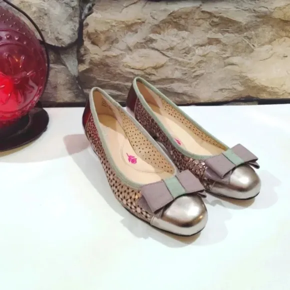 Ros Hommerson Ballet Flats Trisha Pewter Box 6.5N Narrow Metallic 6.5 With Box