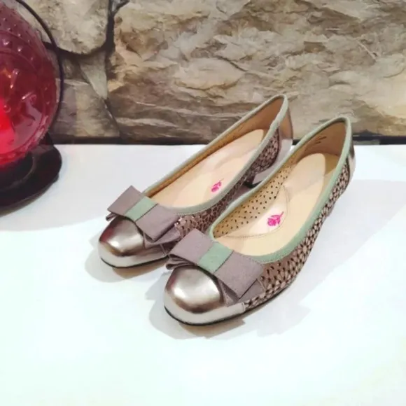 Ros Hommerson Ballet Flats Trisha Pewter Box 6.5N Narrow Metallic 6.5 With Box