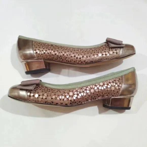 Ros Hommerson Ballet Flats Trisha Pewter Box 6.5N Narrow Metallic 6.5 With Box