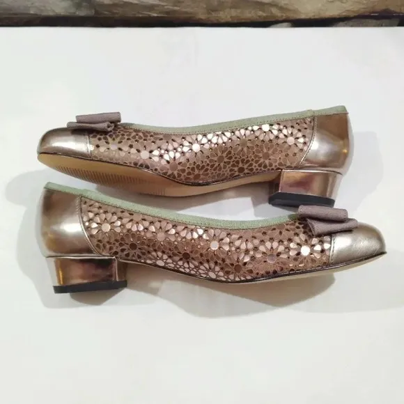 Ros Hommerson Ballet Flats Trisha Pewter Box 6.5N Narrow Metallic 6.5 With Box